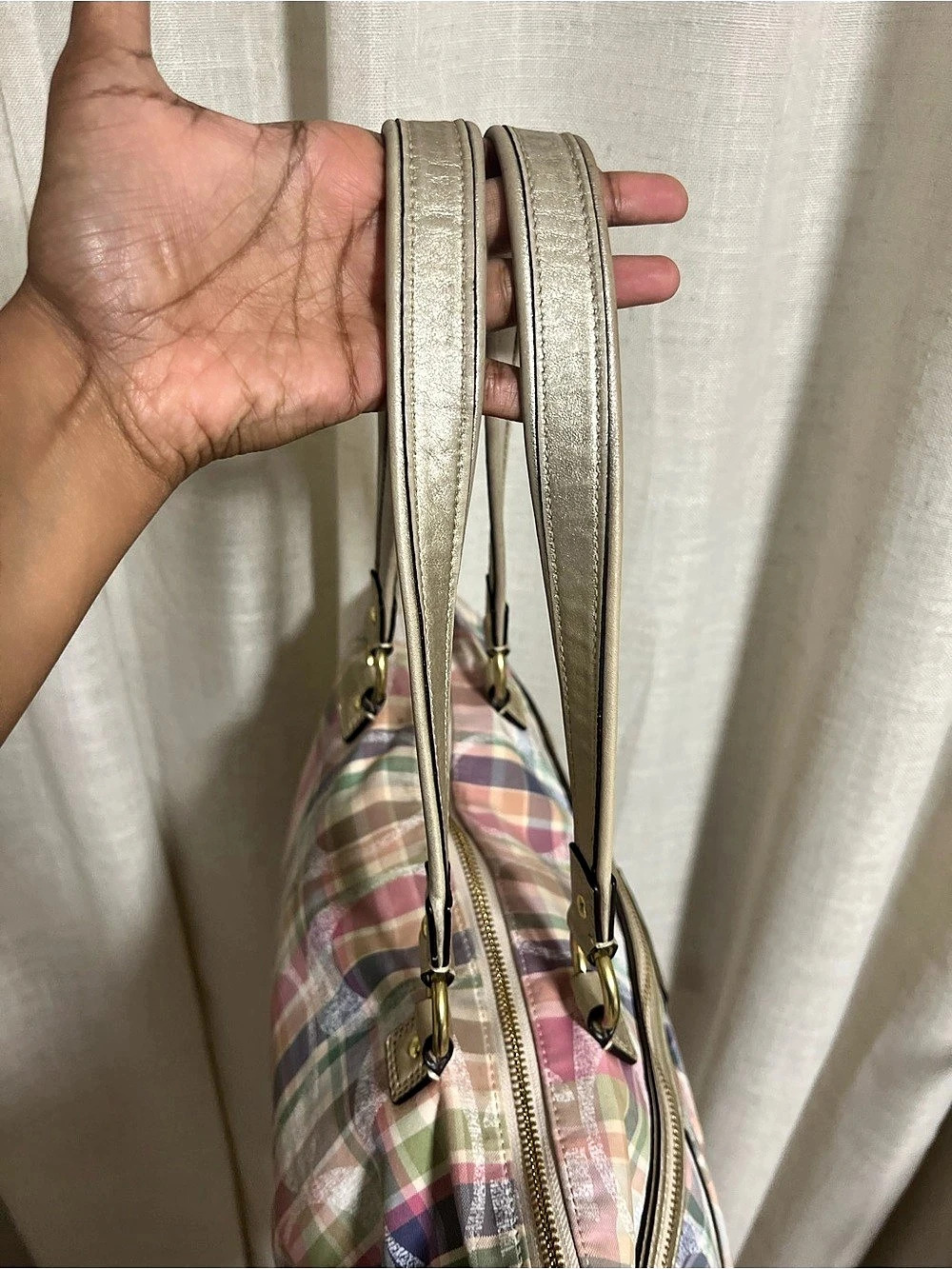 🌈 VINTAGE COACH POPPY MADRAS PLAID TOTE 🌈 - Picture 5 of 5